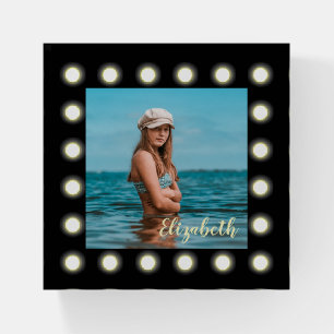 Modern Stylish Unique Black Square Photo Frame Paperweight