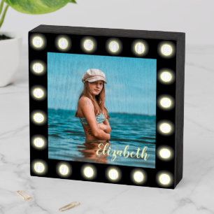 Modern Stylish Unique Black Square Photo Frame Wooden Box Sign