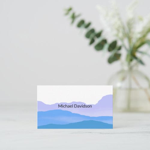 Modern Stylish Watercolor Blue Abstract Minimalist Business Card