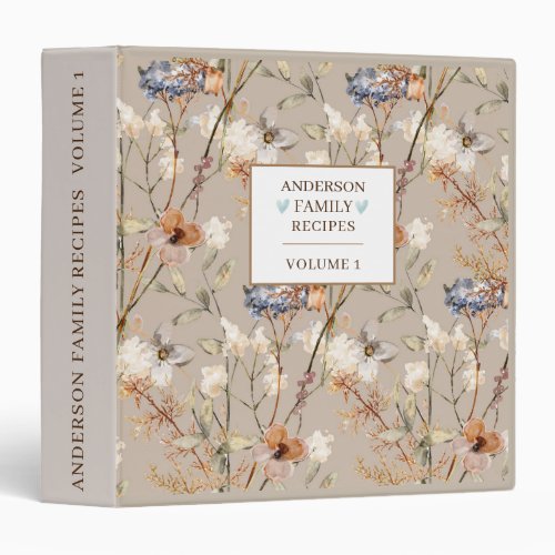 Modern Stylish Watercolor Floral Pretty Personaliz 3 Ring Binder