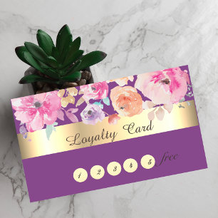 Modern Stylish,Watercolor Flowers Loyalty Card