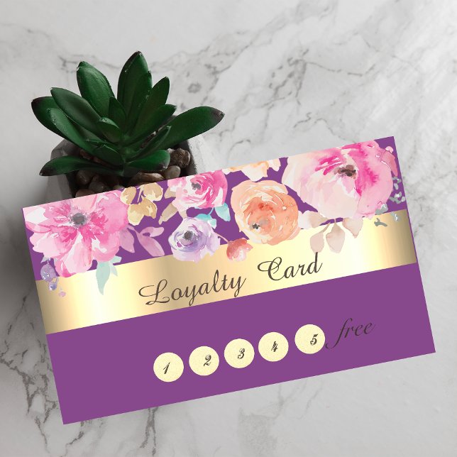 Modern Stylish,Watercolor Flowers Loyalty Card Card (Creator Uploaded)