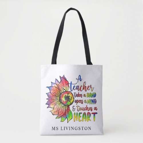 Modern Stylish Watercolor Personalized Teacher Tote Bag