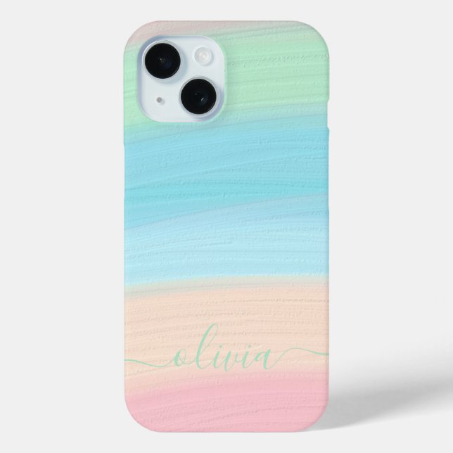 Modern Stylish Watercolor rainbow  Monogram  Case-Mate iPhone Case (Back)