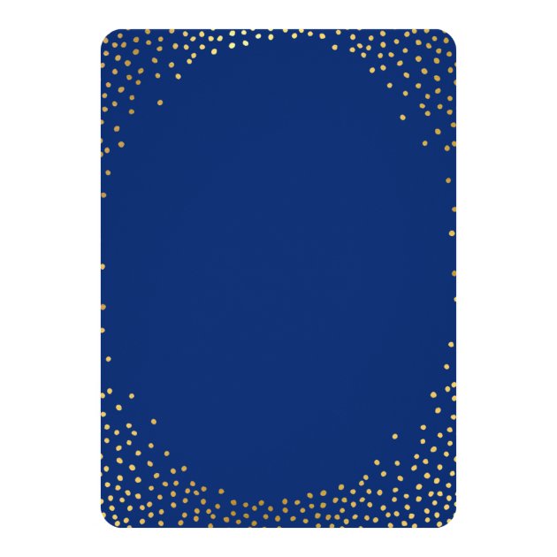 MODERN STYLISH WEDDING Gold Confetti Navy Blue Invitation