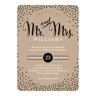 MODERN STYLISH WEDDING mini black confetti kraft Card