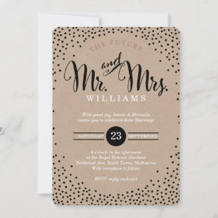 MODERN STYLISH WEDDING mini black confetti kraft Invitation