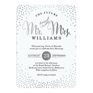 MODERN STYLISH WEDDING mini silver confetti black Invitation