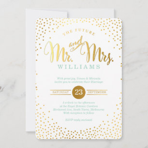 MODERN STYLISH WEDDING mini silver confetti mint Invitation
