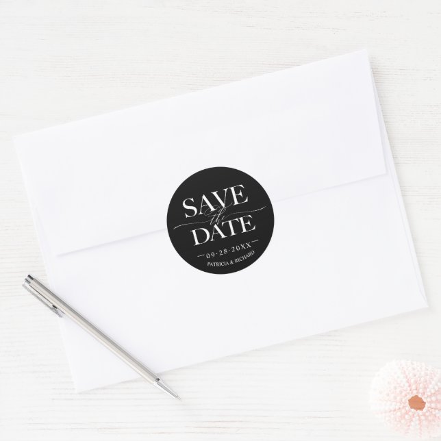 Modern Stylish Wedding Save The Date Classic Round Sticker (Envelope)