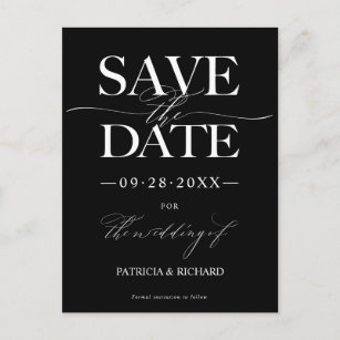 Black And White Save The Dates Postcards No Minimum Quantity Zazzle