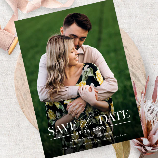 Modern Stylish Wedding Save The Date Photo Invitation | Zazzle