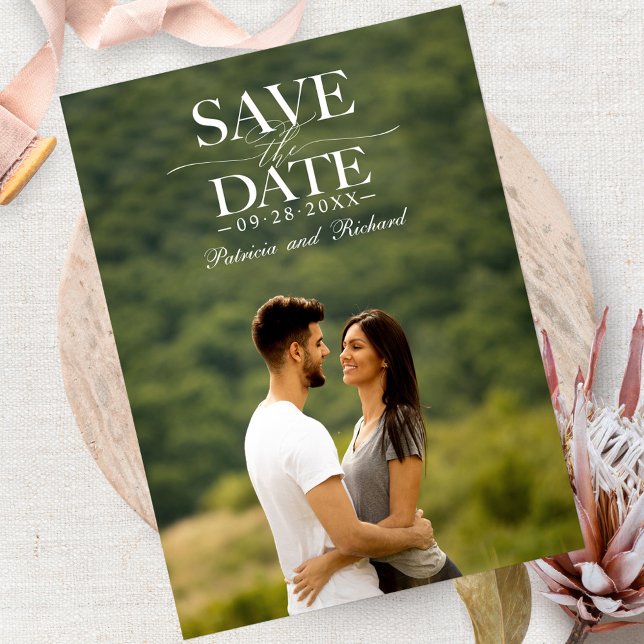 Modern Stylish Wedding Save The Date Photo Postcard (Creator Uploaded)