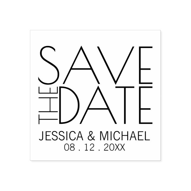 Modern Stylish Wedding Save the Date Rubber Stamp (Imprint)