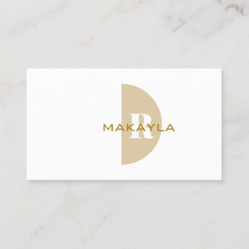 Modern Stylish White Gold Monogram Business Card