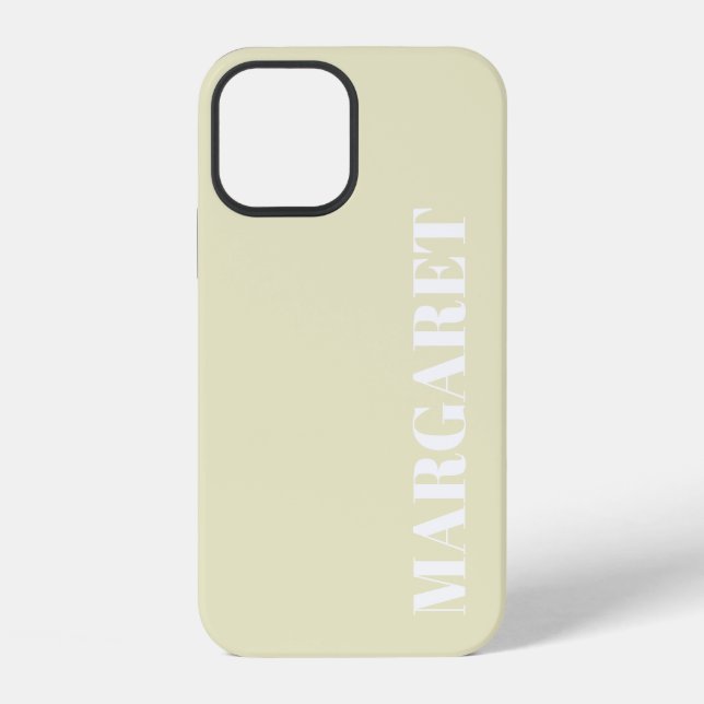 Modern stylish white monogram name  iphone case (Back)