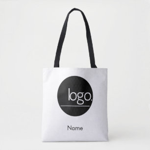 MODERN STYLISH WHITE OWN LOGO NAME BUSINESS BRAND TOTE BAG