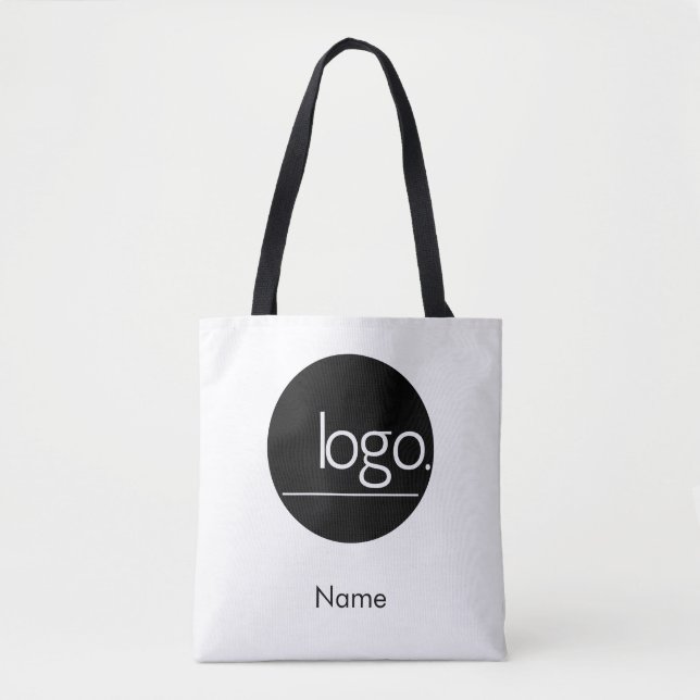 MODERN STYLISH WHITE OWN LOGO NAME BUSINESS BRAND TOTE BAG (Front)