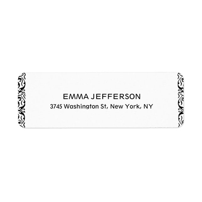 Modern Stylish White Trendy Unique Floral Damask Label (Front)