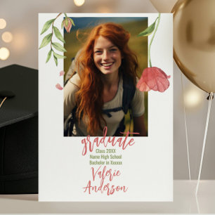 Modern Stylish wild flowers graduation Invitation