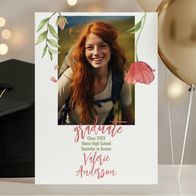 Modern Stylish wild flowers graduation  Invitation (Creator Uploaded)