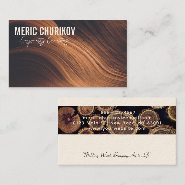 modern stylish woodworkers Business Card (Front/Back)