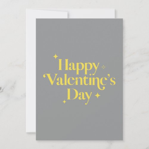 Modern Stylish Yellow Gray Happy Valentines Day Holiday Card