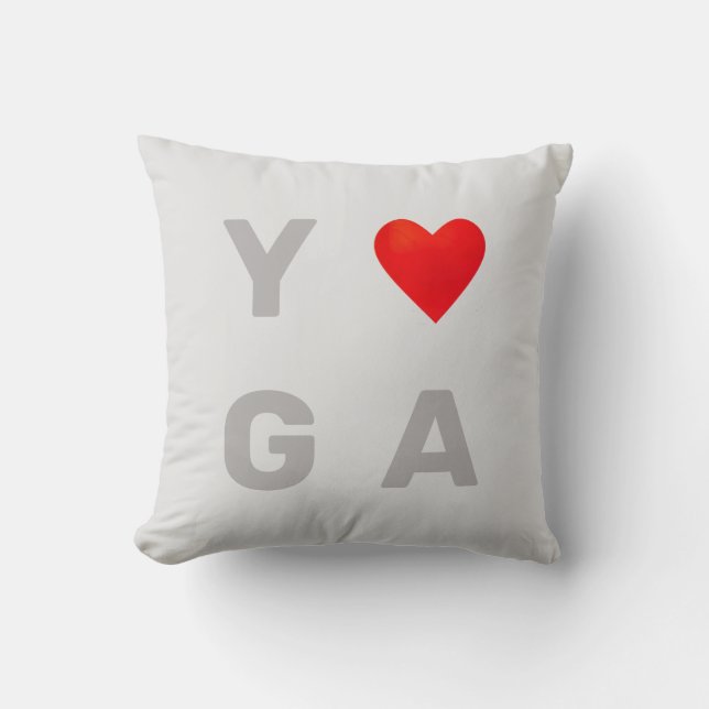 Modern Stylish Yoga Heart Throw Pillow (Front)