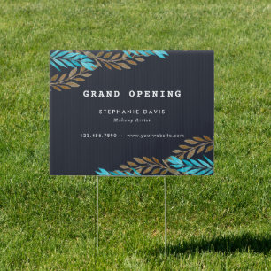 Modern Stylist Black Gold Business Sign