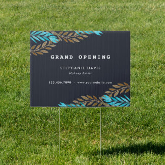 Modern Stylist Black Gold Business Sign