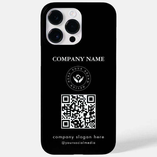 Modern stylist editable logo | qr code and text Case-Mate iPhone case (Back)