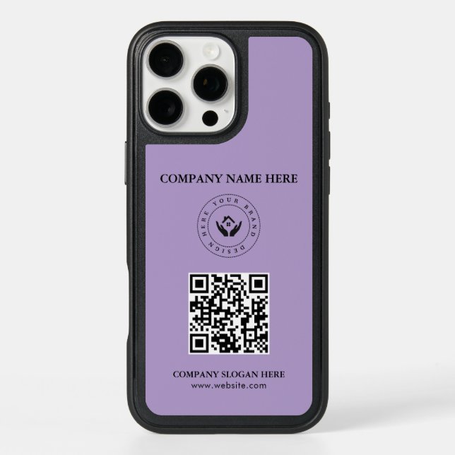 Modern stylist editable logo | qr code and text otterbox iPhone case (Back)