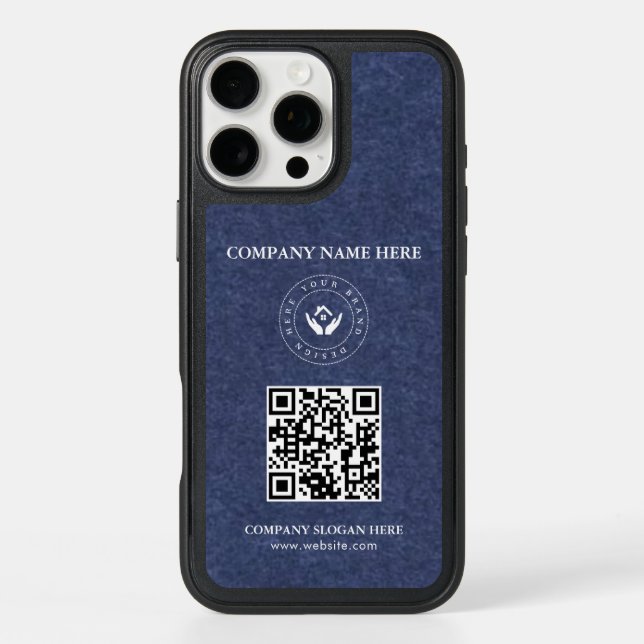 Modern stylist editable logo | qr code and text otterbox iPhone case (Back)