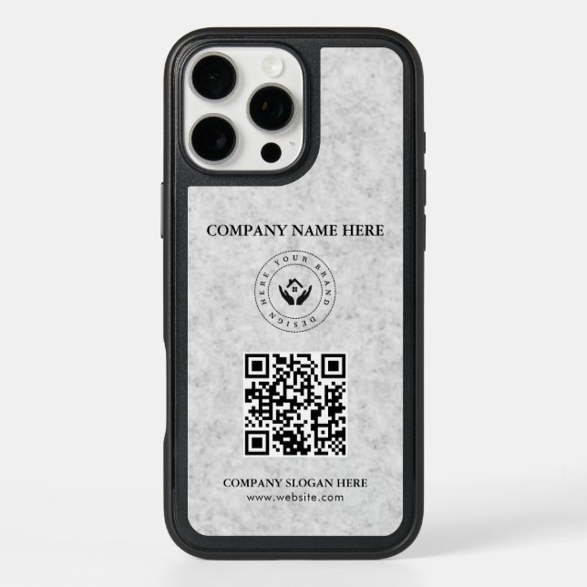 Modern stylist editable logo | qr code and text otterbox iPhone case (Back)