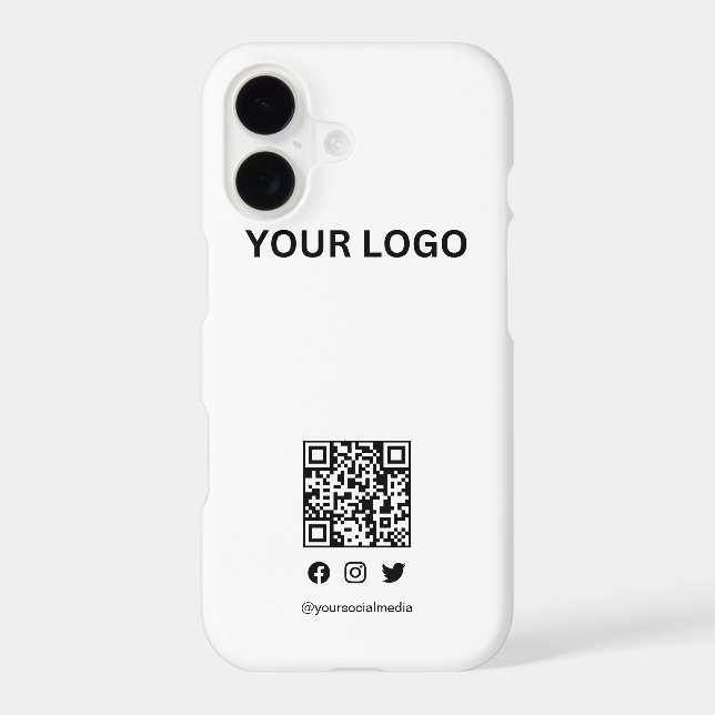 Modern stylist editable qr code and text iphone case (Back)
