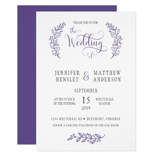 Modern Stylistic Ultra Violet Wedding Invitation