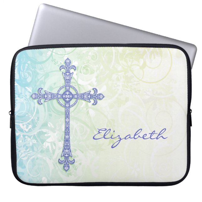 Modern Stylized Cross Laptop Sleeve (Front)