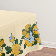 Modern Stylized Dandelion Butterflies Yellow