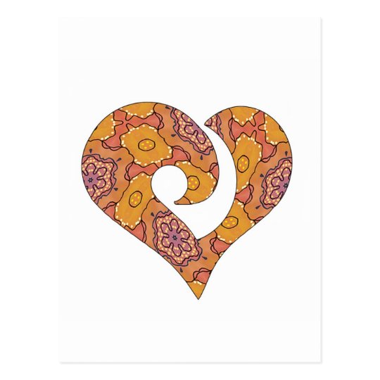 Modern Stylized Hooked Heart 02 Postcard