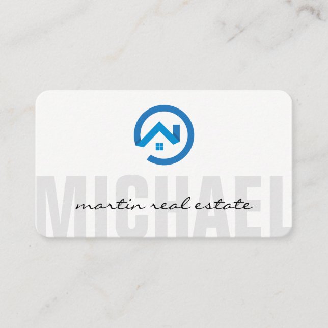 Modern Stylized Real Estate Logo | Home Renovation Business Card (Front)
