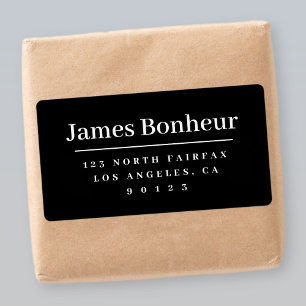 Modern Stylized Return Address Black & White Label