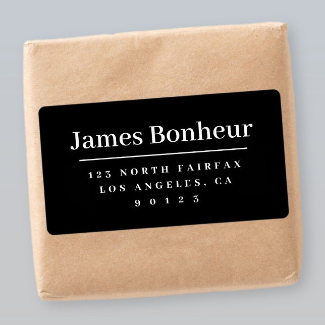 Modern Stylized Return Address Black & White Label (Creator Uploaded)