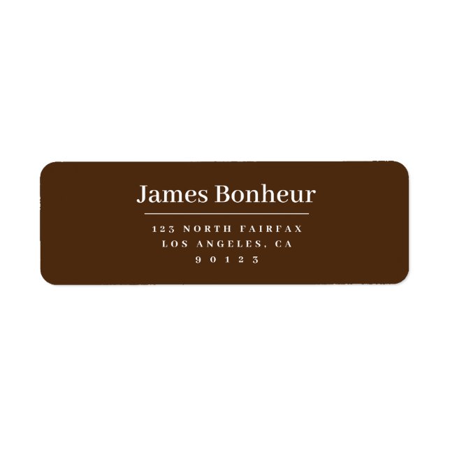 Modern Stylized Return Address Brown & White Label (Front)