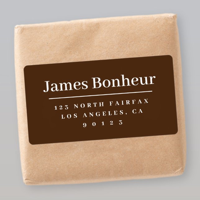 Modern Stylized Return Address Brown & White Label (Creator Uploaded)