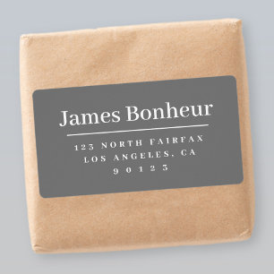 Modern Stylized Return Address Grey & White Label