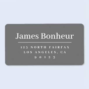 Modern Stylized Return Address Grey & White Label