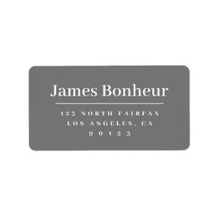 Modern Stylized Return Address Grey & White Label