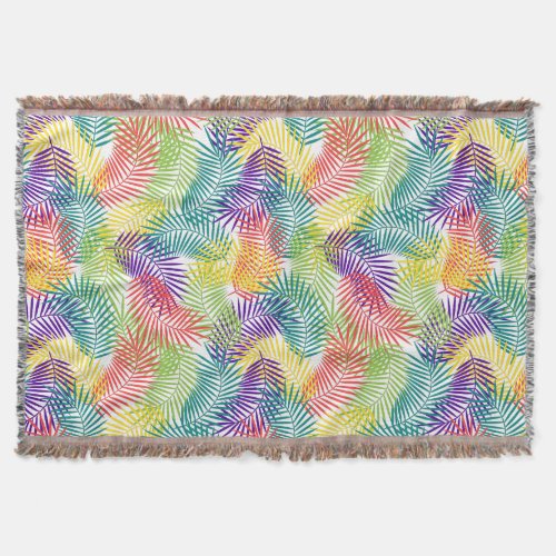 Modern Stylized Tropical Palm Leafs Pattern Throw Blanket