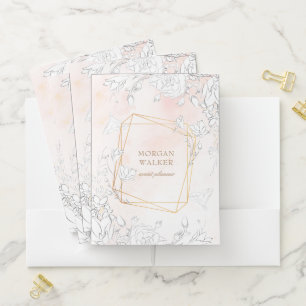 modern subtle blush floral monogram Notebook Pocket Folder