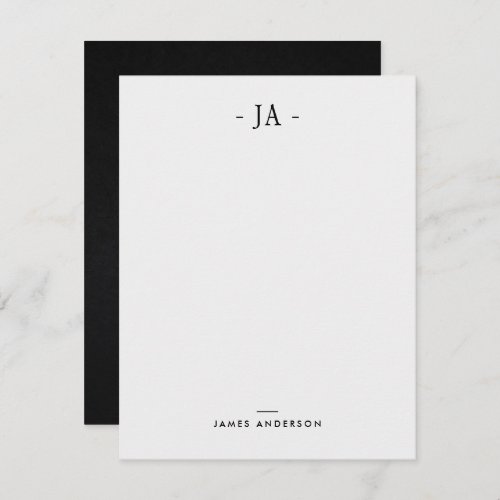 Modern Subtle Monogrammed Initial  Name Note Card